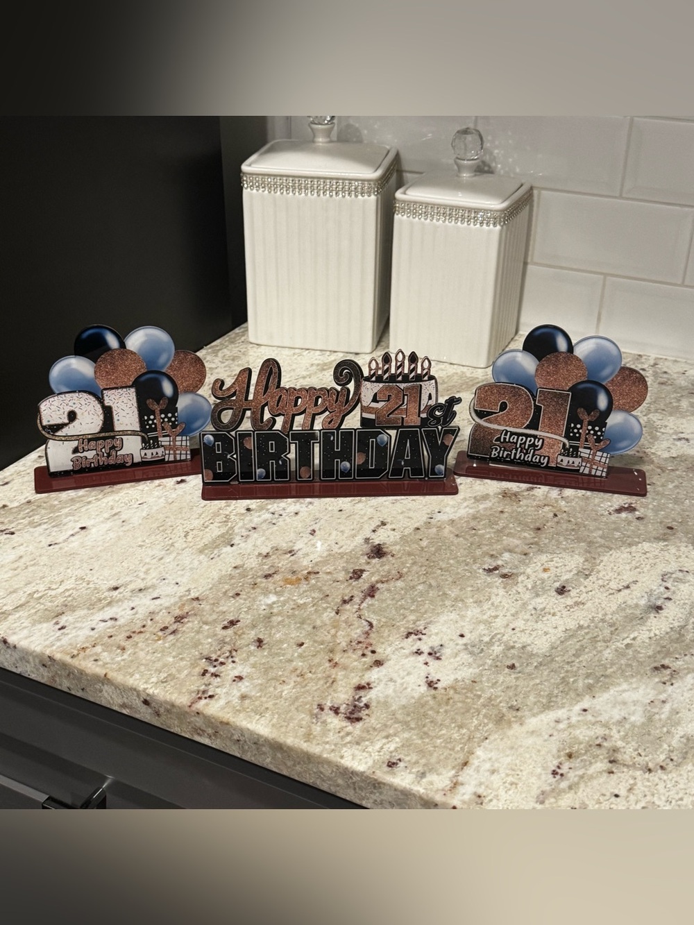 Happy 21st Birthday Table Decor Signs